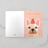 Carte De Vacances Métallisée Adorable Frenchie Joyeux Anniversaire (Mise à l'extérieur)