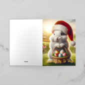 Carte De Vacances Métallisée adorable Lapin de Pâques de Noël (Mise à l'extérieur)