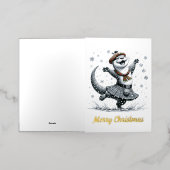 Carte De Vacances Métallisée adorable Otter de Noël (Mise à l'extérieur)