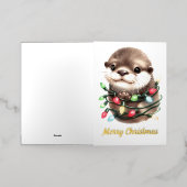 Carte De Vacances Métallisée adorable Otter de Noël (Mise à l'extérieur)