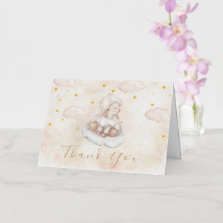 Carte De Vacances Métallisée Agneau mou Pinky Dust étoiles Baby shower Merci
