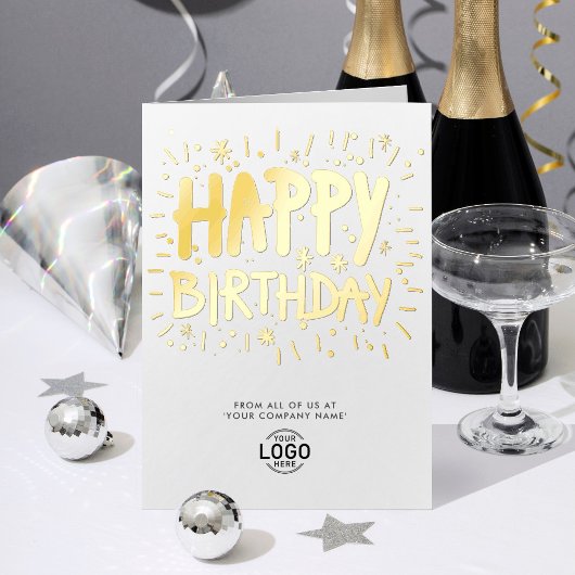 Carte De Vacances Métallisée Ajouter Logo Office Fun Doodle Joyeux Anniversaire