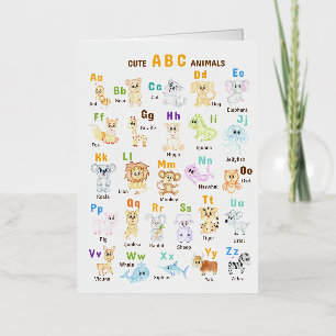 Carte De Vacances Métallisée Alphabet Animal ABC Mets animaux