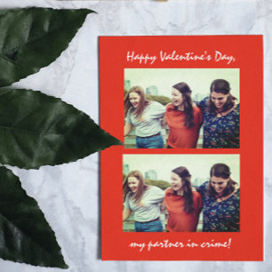 Carte De Vacances Métallisée Amitié Partenaire dans le crime Funny Valentines j