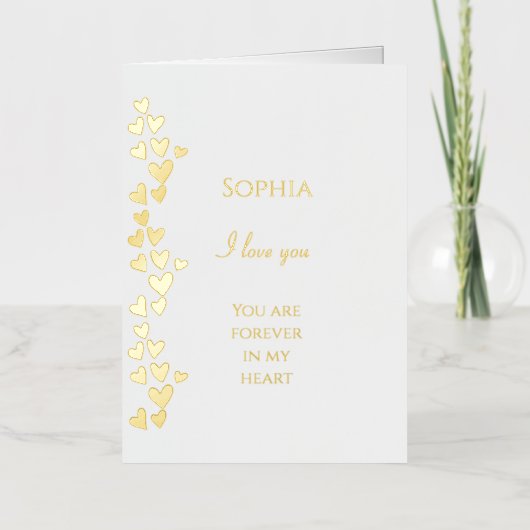 Carte De Vacances Métallisée Amour romantique Mini Coeurs (Recto)