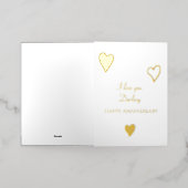 Carte De Vacances Métallisée Anniversaire des Coeurs d'Amour Romantique (Mise à l'extérieur)