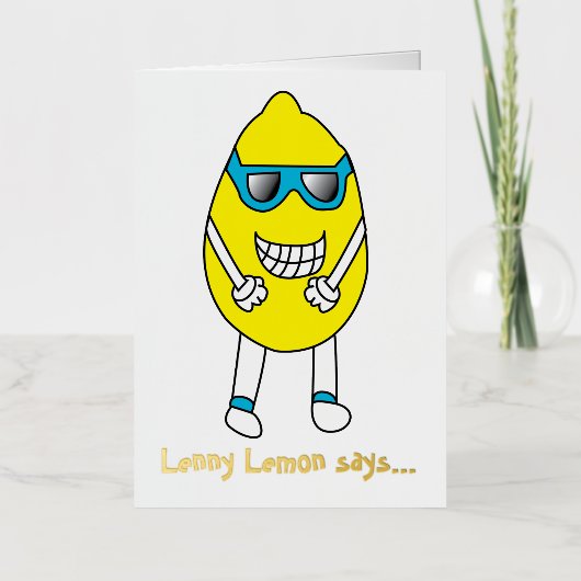 Carte De Vacances Métallisée Anniversaire Funny Lemon (Recto)