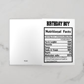 Carte De Vacances Métallisée Anniversaire Garçon Faits nutritionnels (Mise à l'extérieur)