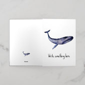Carte De Vacances Métallisée Aquarelle Baleine bleue (Mise à l'extérieur)