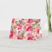 Carte De Vacances Métallisée Aquarelle Florale rose pâle Mariage véritable or (Verso)