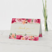 Carte De Vacances Métallisée Aquarelle Florale rose pâle Mariage véritable or (Recto)