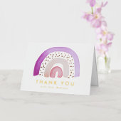 Carte De Vacances Métallisée Aquarelle mignonne violet Merci arc-en-ciel (Orchidée)