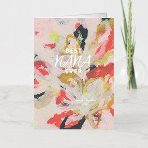 Carte De Vacances Métallisée Art Floral Abstrait Meilleure Nana Pour La Fête De