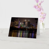 Carte De Vacances Métallisée Austin, Texas Pleine lune v2 (Orchidée)