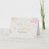 Carte De Vacances Métallisée Bébé nuages rose Fille étoiles Merci (Recto)