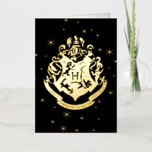 Carte De Vacances Métallisée Blason doré scintillant HOGWARTS™