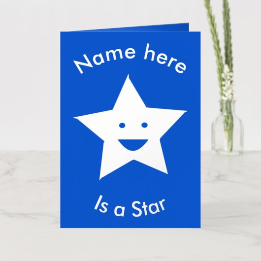 Carte De Vacances Métallisée Bleu clair Star de célébration Personnalisé (Fleur)