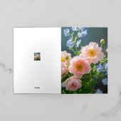 Carte De Vacances Métallisée Bleu rose Fleurs délicates (Mise à l'extérieur)