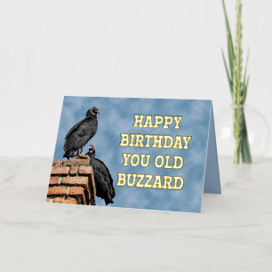 Carte De Vacances Métallisée BONJOUR D'ANNIVERSAIRE VOUS VIEUX BUZZARD Foil Car