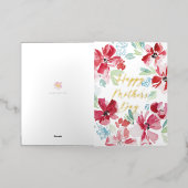 Carte De Vacances Métallisée Bonne Fête des mères Fleur d'aquarelle rouge (Mise à l'extérieur)