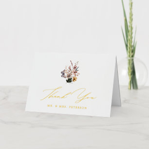 Carte De Vacances Métallisée Bouquet de fleurs sauvages d'automne plié pour rem