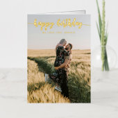 Carte De Vacances Métallisée Calligraphie 6 Photo Joyeux anniversaire (Recto)