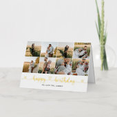 Carte De Vacances Métallisée Calligraphie cardiaque 13 Photo Joyeux anniversair (Recto)