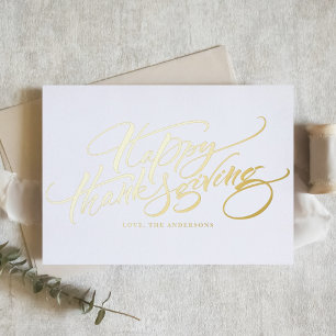 Carte De Vacances Métallisée Calligraphie moderne élégante Joyeux Thanksgiving