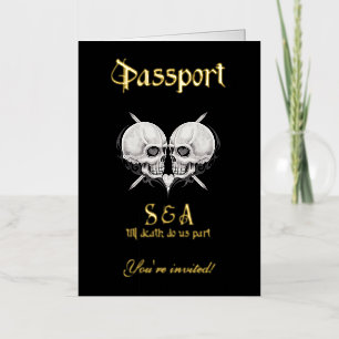 Carte De Vacances Métallisée Carton d'invitation de mariage au passeport gothiq