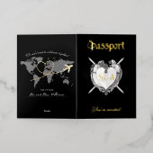 Carte De Vacances Métallisée Carton d'invitation de mariage au passeport noir d (Mise à l'extérieur)