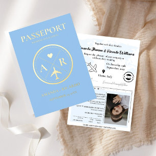 Carte De Vacances Métallisée Carton d'invitation de mariage Passeport Bleu pous