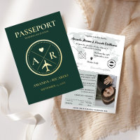 Carton d'invitation de mariage Passeport Vert Emer