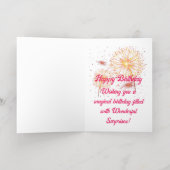 Carte De Vacances Métallisée Célébrez les bougies et les ballons de gâteau d'an (Couchage intérieur)