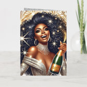 Carte De Vacances Métallisée Champagne de champagne NYE (Verso)