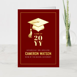 Carte De Vacances Métallisée Chapeau de remise des diplômes moderne personnalis