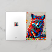 Carte De Vacances Métallisée Chiot Expressif dessin animal abstrait (Mise à l'extérieur)