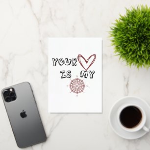 Carte De Vacances Métallisée Citation d'amour : Votre cœur est ma boussole
