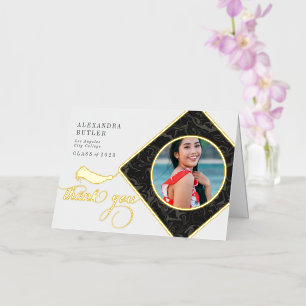 Carte De Vacances Métallisée Classe Tassel de 2023 Merci de script de graduatio