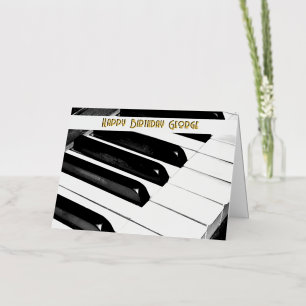 Carte De Vacances Métallisée Clés de piano personnalisées Musique Musicien Anni