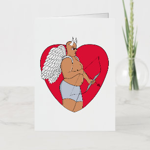 Carte De Vacances Métallisée Cœur romantique avec un Cupidon inhabituel