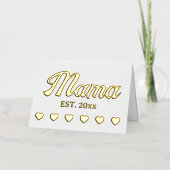 Carte De Vacances Métallisée Coeurs de texte personnalisé de l'année de la mama (Recto)