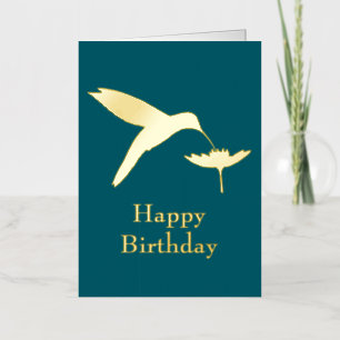 Carte De Vacances Métallisée Colibri Joyeux Anniversaire