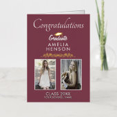 Carte De Vacances Métallisée Congrats Modernes Nom du diplômé Photo (Recto)