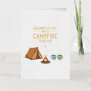 Carte De Vacances Métallisée Construire une vie et un feu de camp ensemble Co