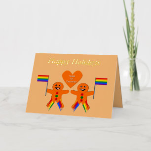 Carte De Vacances Métallisée Couple de biscuits de Noël gay personnalisé