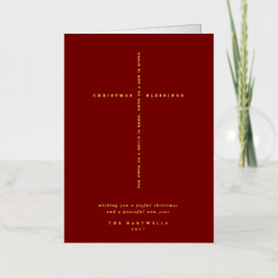 Carte De Vacances Métallisée Croix de l'Ecriture Rouge foncé Noël/Fête