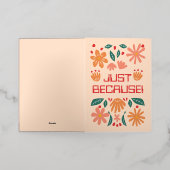 CARTE DE VACANCES MÉTALLISÉE CUSTOMISÉ JUSTE PARCE QUE GREETING CARD (Mise à l'extérieur)