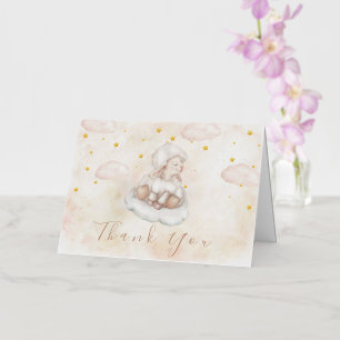 Carte De Vacances Métallisée Cute Lamb Pinky Dust étoiles Baby Shower Remerciem