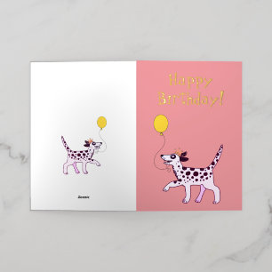 Carte De Vacances Métallisée Dalmatien vous souhaite un joyeux anniversaire