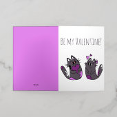 Carte De Vacances Métallisée Dessin Coeurs de chat Valentines Jour (Mise à l'extérieur)